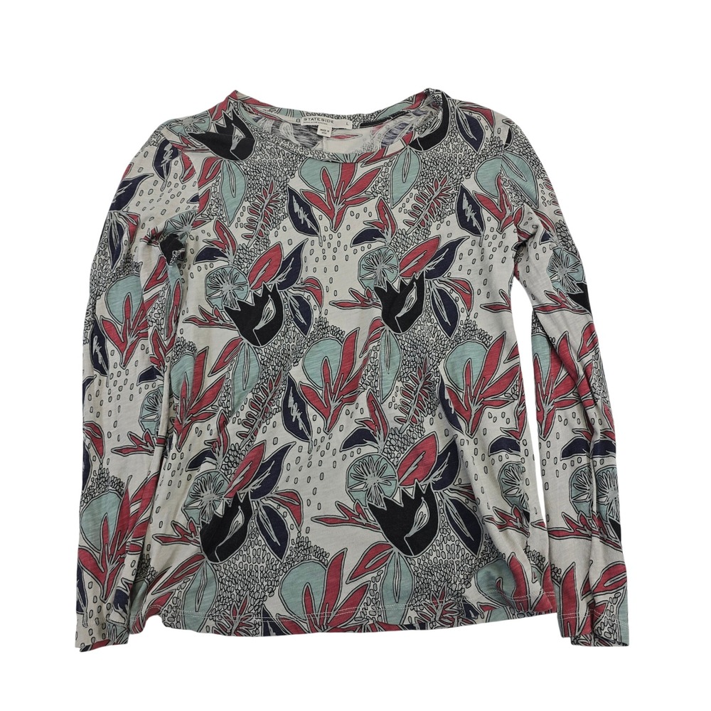 Stateside Floral Print Long Sleeve Top Women's‎ L Made in USA